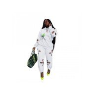  Pure Color Ripped Hooded Casual Suits