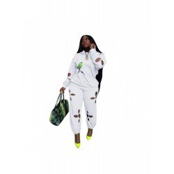  Pure Color Ripped Hooded Casual Suits