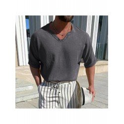 Pure Color Short Sleeve Men's Top  Pure Color Short Sleeve Men's Top