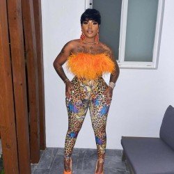 Stylish Matching Strapless Top And Leopard Trouser Sets