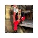  Street Red Fashion High Waist Straight Jeans
