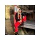  Street Red Fashion High Waist Straight Jeans