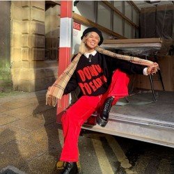  Street Red Fashion High Waist Straight Jeans