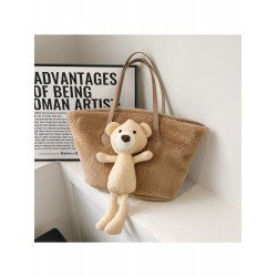 Cute Bear Plush Pure Color Large Capacity Bag  Cute Bear Plush Pure Color Large Capacity Bag