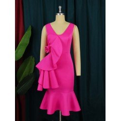 Stylish Rose Sleeveless V Neck Plus Size Dresses Stylish Rose Sleeveless V Neck Plus Size Dresses