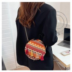 National Style Tassel Straw Chain Shoulder Bags