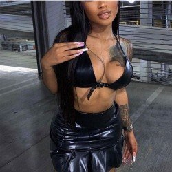  Sexy Halter Backless Top And Skirt Sets