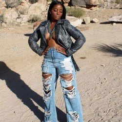  Fashion Pure Color Ripped Women's Denim Jeans