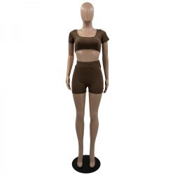  Summer Square Collar Top And Shorts Casual Sets