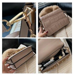  PU Fashion Pure Color Women's Plush Shoulder Bags