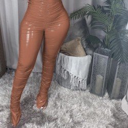 Street Solid Black Pencil Trousers For Women