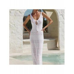 V Neck White Sleeveless Tie Wrap Maxi Dress V Neck White Sleeveless Tie Wrap Maxi Dress