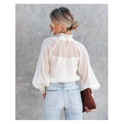 2024 Lantern Sleeve Pure Color Women's Blouse  2024 Lantern Sleeve Pure Color Women's Blouse