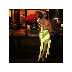 Color Blocking One Shoulder Top And Skirt Sets Color Blocking One Shoulder Top And Skirt Sets