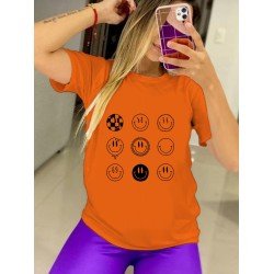 Smile Face Graphic Summer Tops For Women