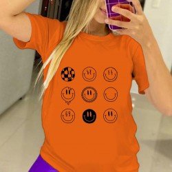 Smile Face Graphic Summer Tops For Women