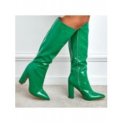 Street Solid Zipper Chunky High Boots Street Solid Zipper Chunky High Boots