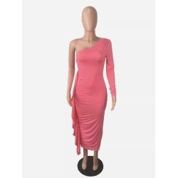 Patchwork One Shoulder Women Dresses Patchwork One Shoulder Women Dresses