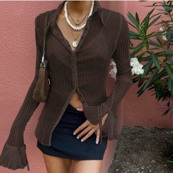  2024 See Through Pure Color Women's Top