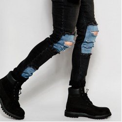 Fashion Ripped Patch Denim Jeans For Men  Fashion Ripped Patch Denim Jeans For Men