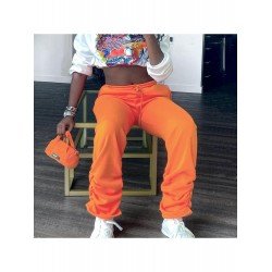  Loose Drawstring Letter Long Pants For Women