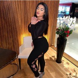 Square Neck Cut Out Matching 2 Piece Trouser Sets
