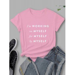 Easy Matching Letter Printed T Shirts For Women Easy Matching Letter Printed T Shirts For Women