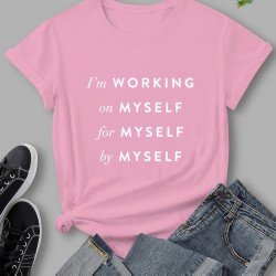 Easy Matching Letter Printed T Shirts For Women