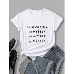 Easy Matching Letter Printed T Shirts For Women Easy Matching Letter Printed T Shirts For Women