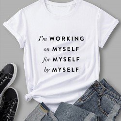 Easy Matching Letter Printed T Shirts For Women