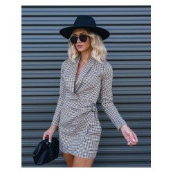 Plaid Ladies Long Sleeve Short Dress Plaid Ladies Long Sleeve Short Dress