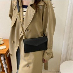 Chic PU Solid Color Chain Envelope Bag