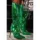  PU Pure Color Reflective Women's High Heel Boots