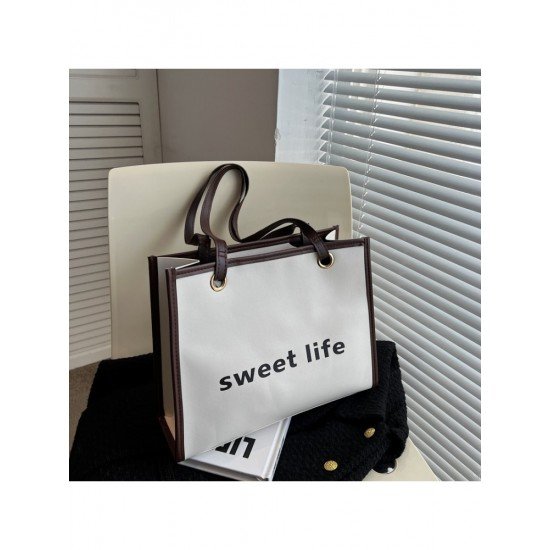  PU Letter Women's Large Capacity Tote Bag