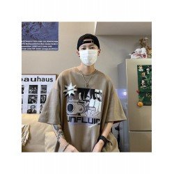 Fashion Cartoon Pattern Men Loose Tee  Fashion Cartoon Pattern Men Loose Tee