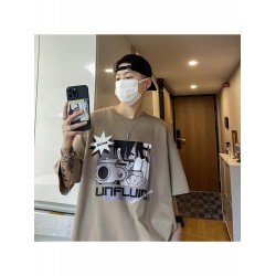 Fashion Cartoon Pattern Men Loose Tee  Fashion Cartoon Pattern Men Loose Tee