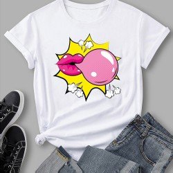 Blowing Bubble Gum Graphic Short Sleeve T Shirts