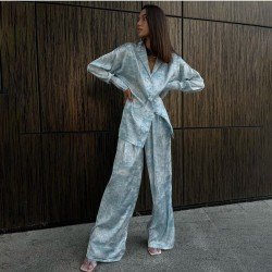 Printed Blouse Casual Trouser Sets For Women