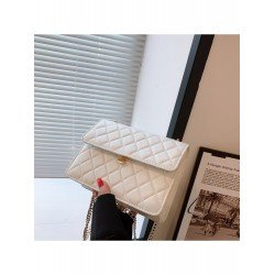  Simple PU Rhombus Lattice Pure Color Chain Bag