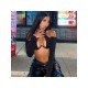 Sexy Black Cut Out Cropped Tops