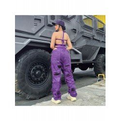 Purple Straight Leg Ripped Patchwork Jeans