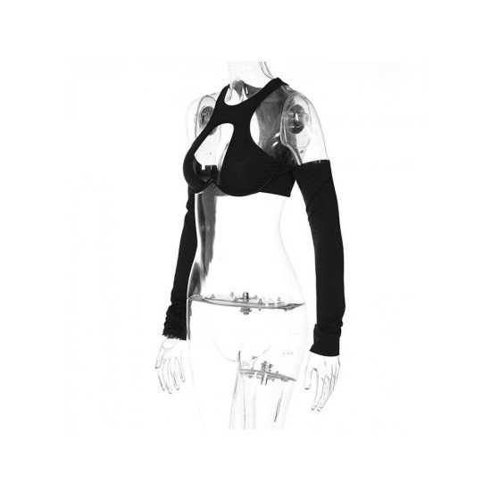 Sexy Black Cut Out Cropped Tops