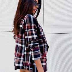  2024 Fashion Plaid Women's Long Sleve Small Jacket