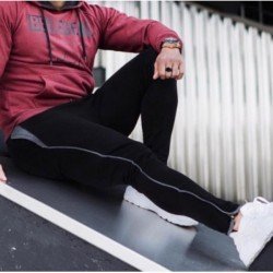 Sports Black Drawstring Men Pencil Pant Trousers
