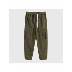 Casual Pockets Drawstring Black Men Pants Casual Pockets Drawstring Black Men Pants