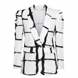  Fashion Puff Shoulder Women's Long Sleeve Suit Jacket