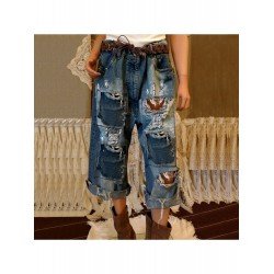 Fashion Ripped Patch Women's Denim Jeans Fashion Ripped Patch Women's Denim Jeans
