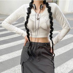 Y2K Style White Star Printed Crop T Shirts