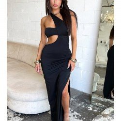  Sexy Split Hem Backless Hollowed Out Long Dress