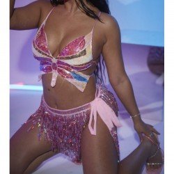  Sexy Nightclub Tassels Backless Women's Skirt Sets